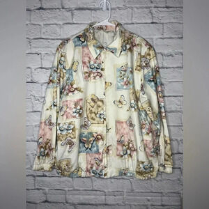 Alfred Dunner vintage women’s floral/butterflies zip up jacket size 16W.